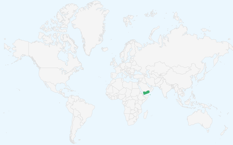 イエメン共和国 の位置（世界地図）