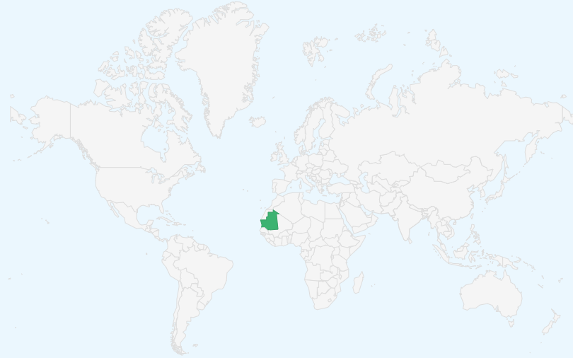 モーリタニア・イスラム共和国 の位置（世界地図）