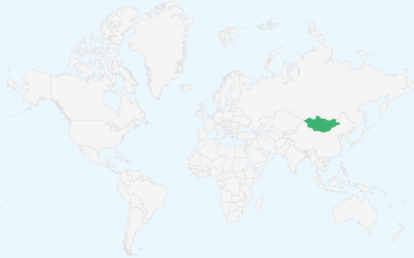 モンゴル国 の位置（世界地図）