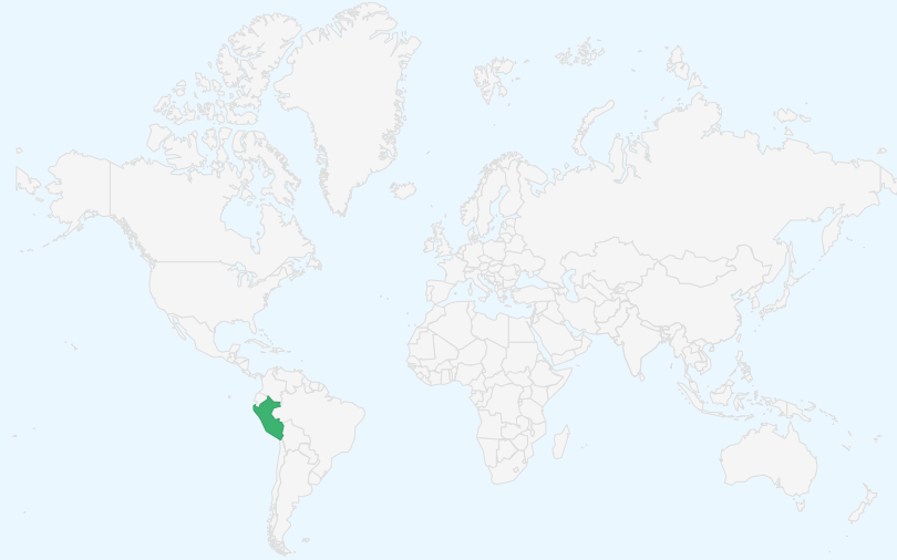 ペルー共和国 の位置（世界地図）