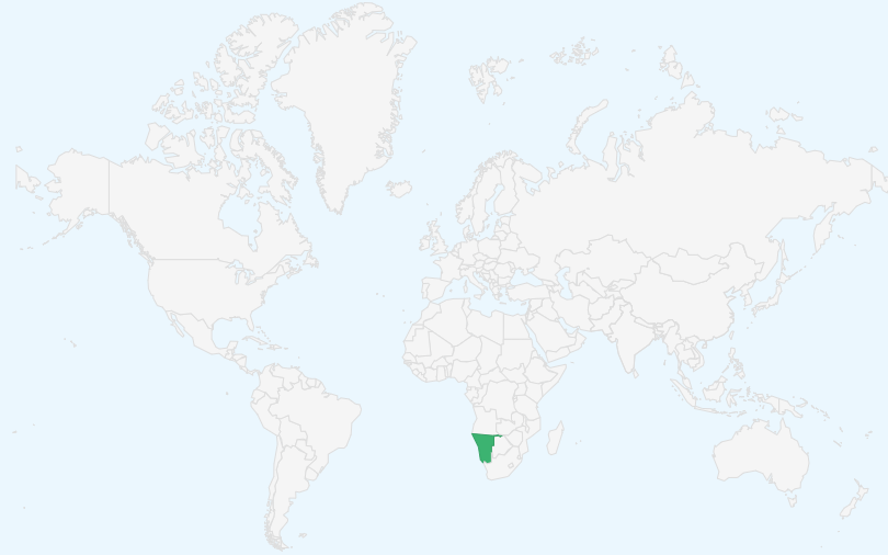 ナミビア共和国 の位置（世界地図）