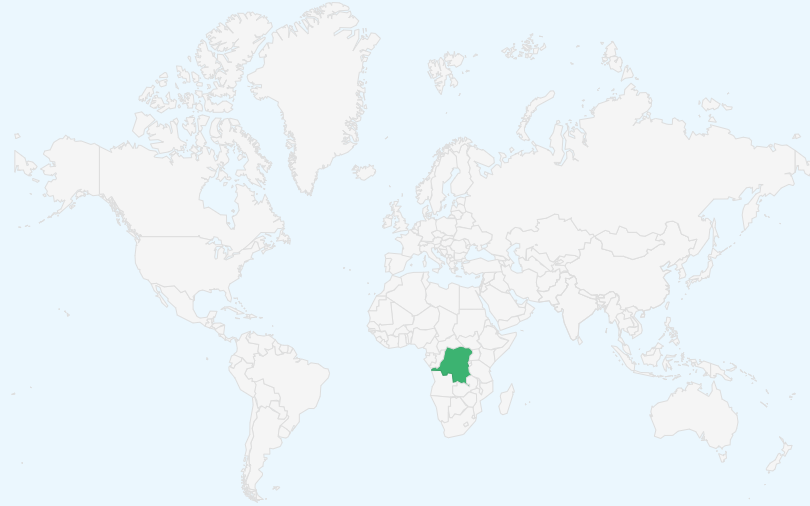 コンゴ民主共和国 の位置（世界地図）