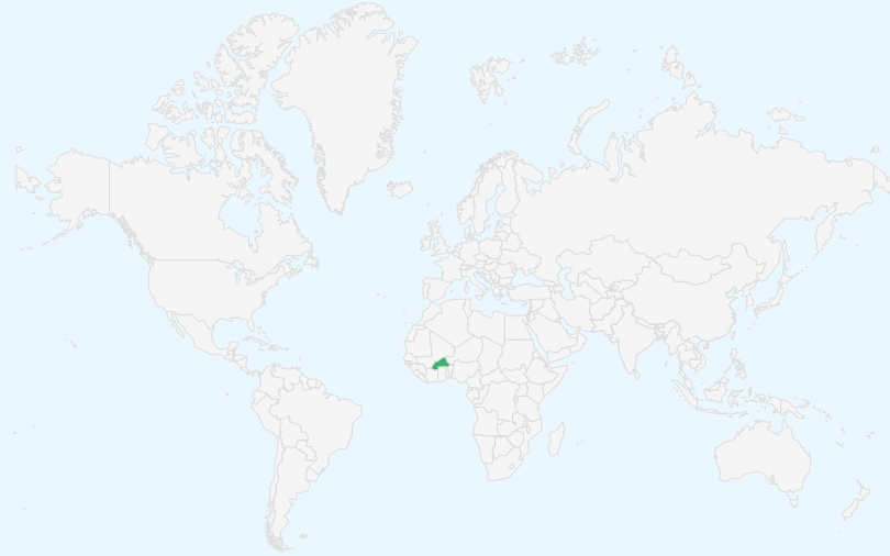 ブルキナファソ の位置（世界地図）