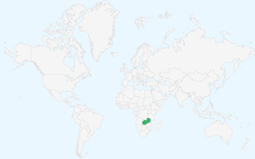 ザンビア共和国 の位置（世界地図）