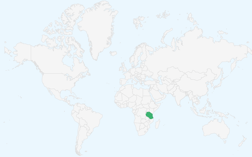 タンザニア連合共和国 の位置（世界地図）