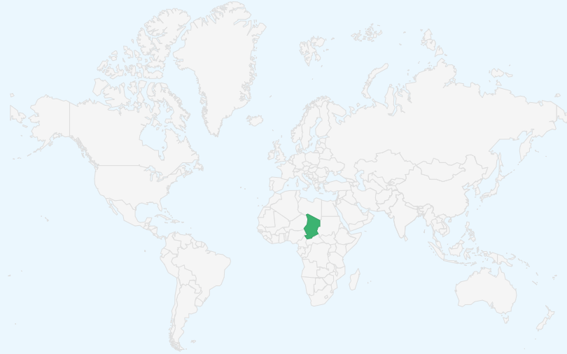 チャド共和国 の位置（世界地図）
