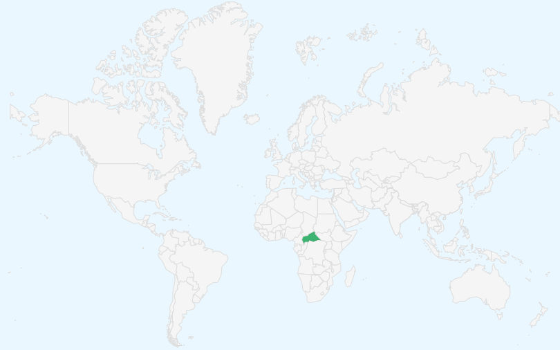 中央アフリカ共和国 の位置（世界地図）