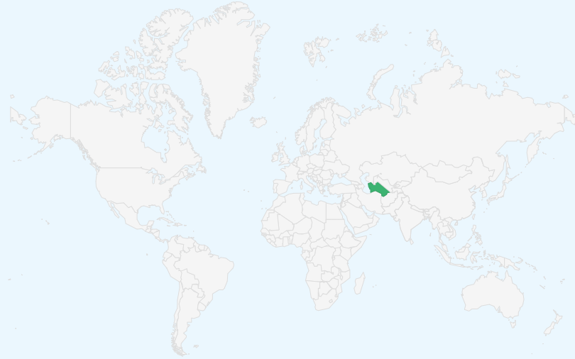 トルクメニスタン の位置（世界地図）