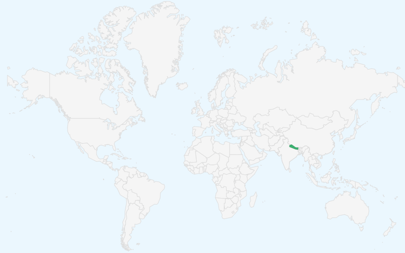 ネパール の位置（世界地図）
