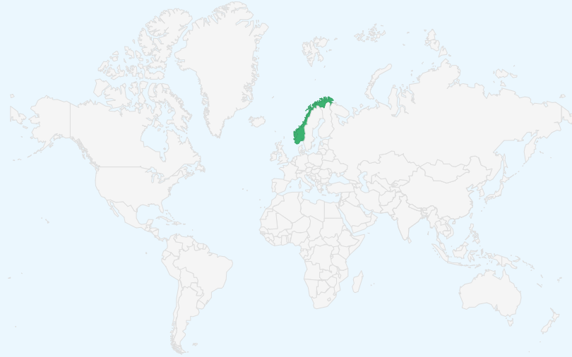 ノルウェー王国 の位置（世界地図）