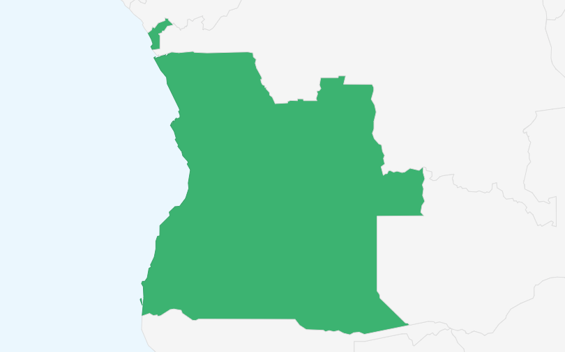 アンゴラ共和国 の位置（拡大）
