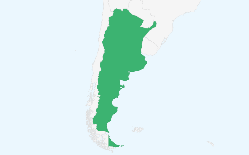 アルゼンチン共和国 の位置（拡大）