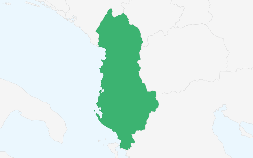 アルバニア共和国 の位置（拡大）