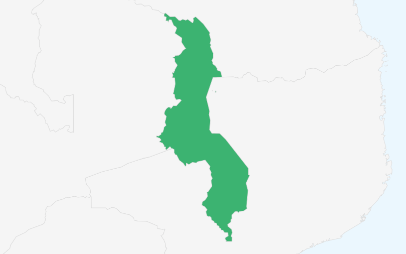 マラウイ共和国 の位置（拡大）
