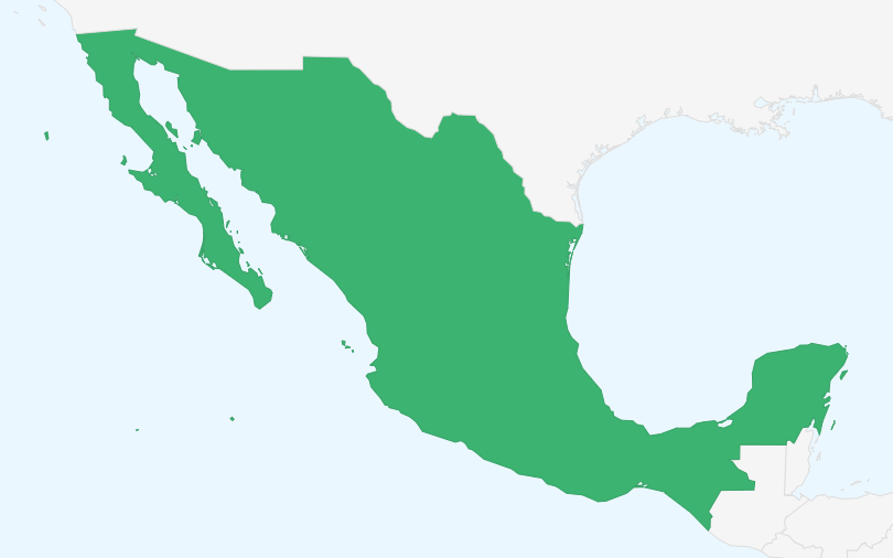 メキシコ合衆国 の位置（拡大）