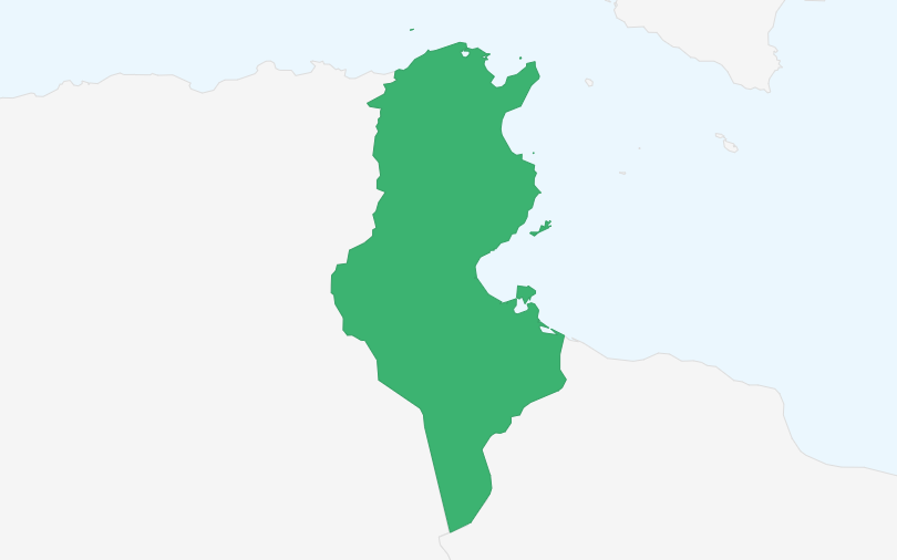 チュニジア共和国 の位置（拡大）