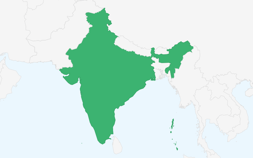 インド の位置（拡大）