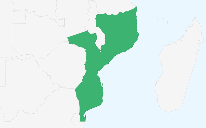 モザンビーク共和国 の位置（拡大）