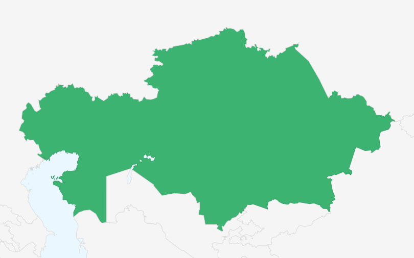 カザフスタン共和国 の位置（拡大）