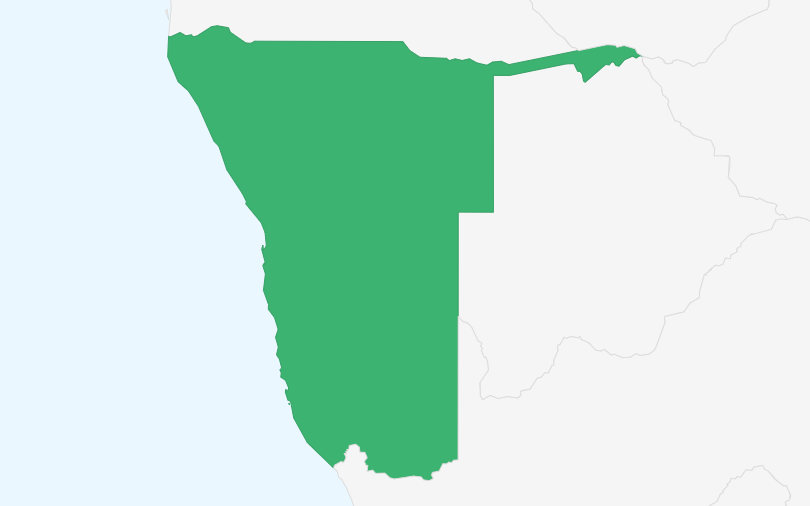 ナミビア共和国 の位置（拡大）