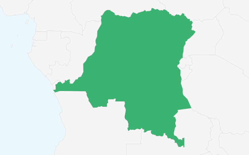 コンゴ民主共和国 の位置（拡大）