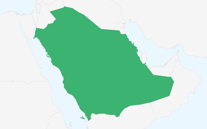 サウジアラビア王国 の位置（拡大）