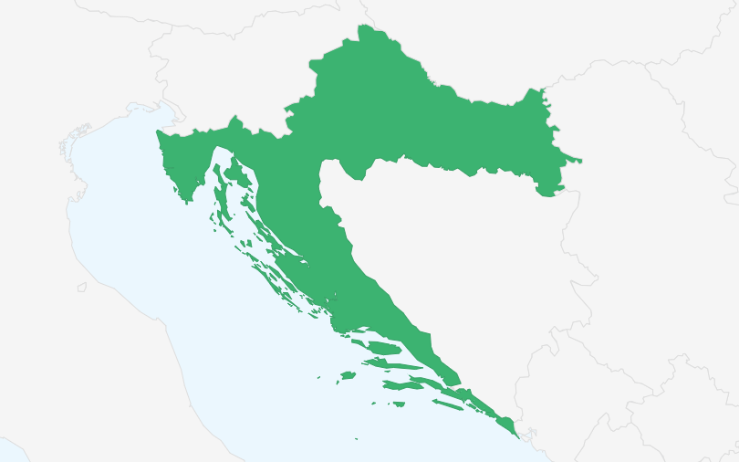 クロアチア共和国 の位置（拡大）