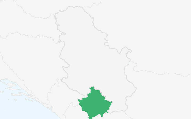 コソボ共和国 の位置（拡大）