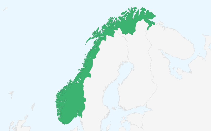 ノルウェー王国 の位置（拡大）