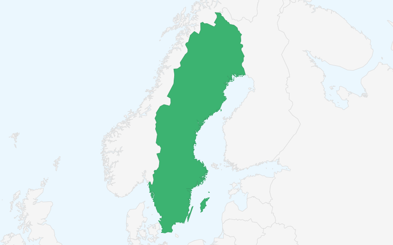 スウェーデン王国 の位置（拡大）